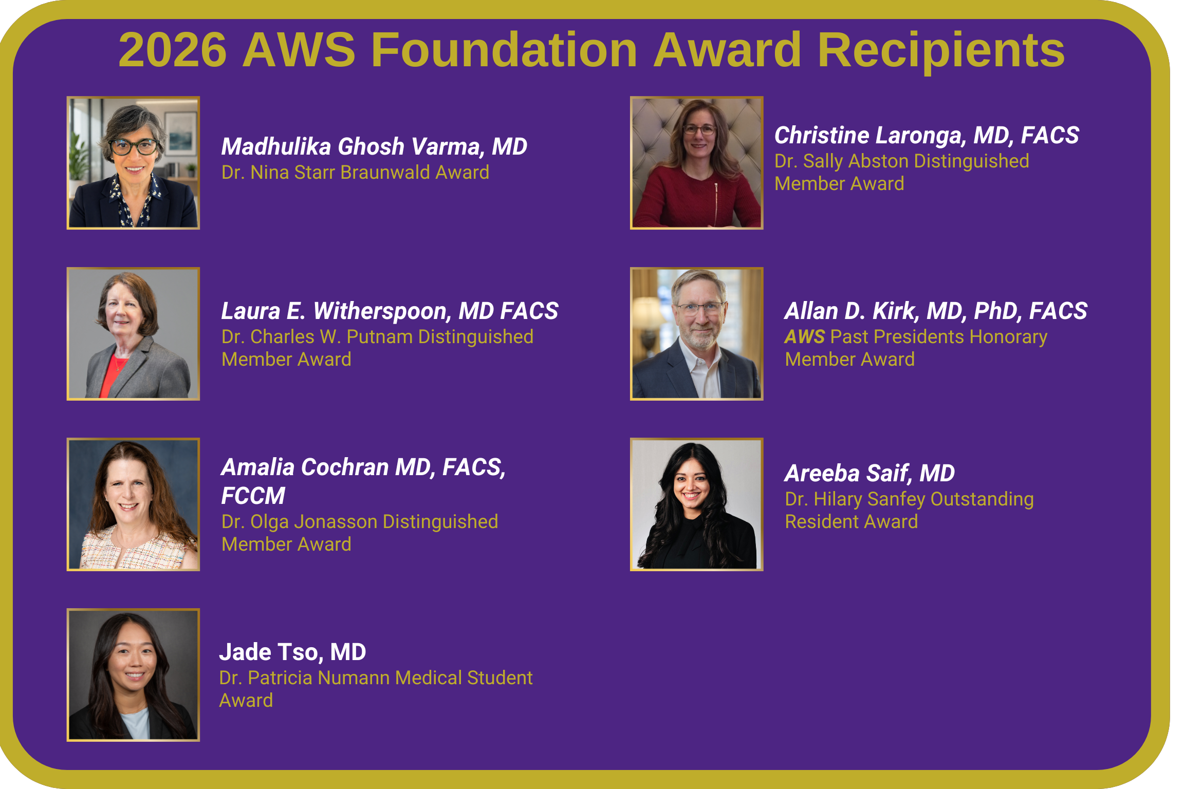 2026 AWSF Award Winners